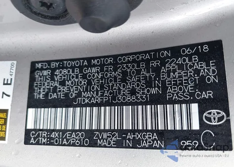 2018 Toyota Prius Prime Premium from USA, damaged, VIN JTDKARFP1J3088331